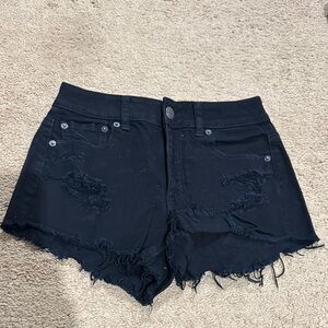 American Eagle Black Distressed Denim Shorts